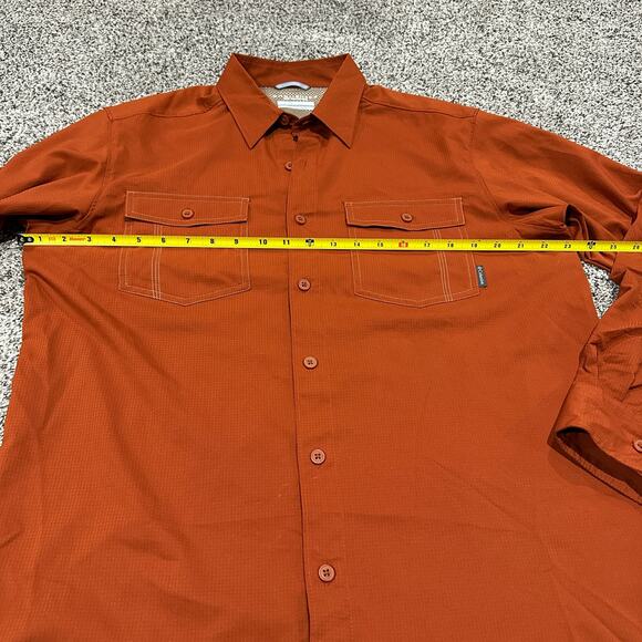 Columbia Omni-Shade Long Roll-up Sleeves Button Shirt, Size Medium, Dark Orange - Picture 4 of 7